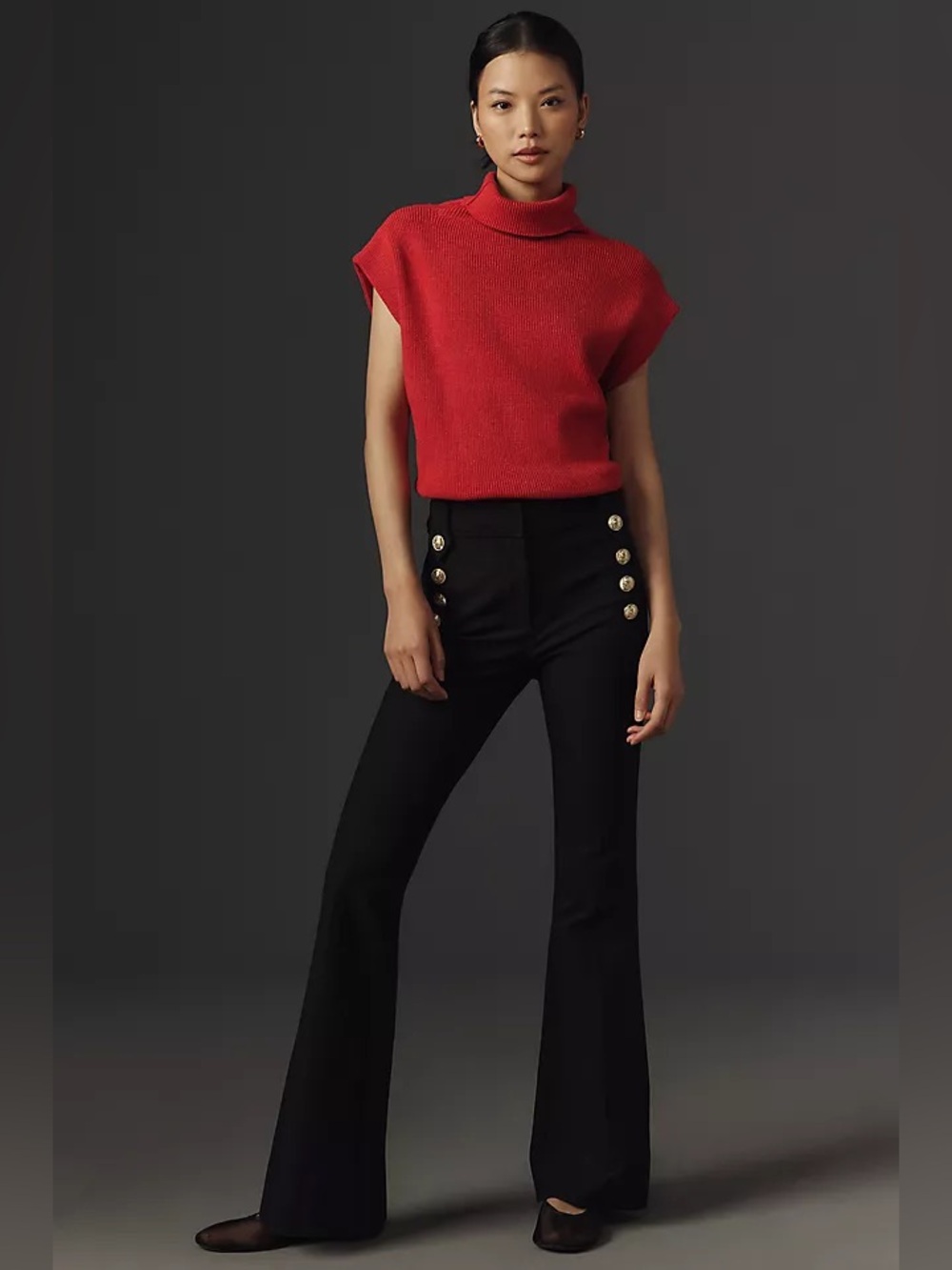 Anthropologie Derek‎ Lam 10 Crosby Robertson Flare Pants Black Size 14 NWT